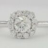 0.5 ct 14k White Gold Round Brilliant Cut Flower Halo Engagement Ring Size 5.25