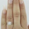 0.5 ct 14k White Gold Round Brilliant Cut Flower Halo Engagement Ring Size 5.25