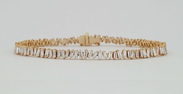 Natural Baguette Diamond Line Tennis Bracelet 7" 3.3 ct 18K Rose Gold Rtl 7,850