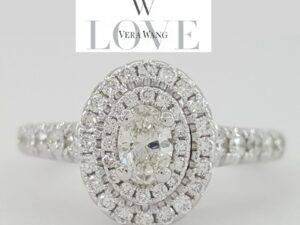 Vera Wang Love 0.75 ct Oval Diamond Double Halo Engagement Ring 14k Rtl 2,500