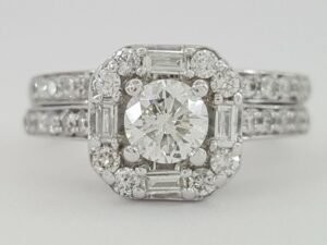 Helzberg Round Diamond Halo Engagement Ring & Band Set 14K White Gold 1 ct