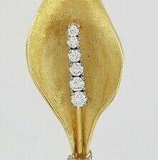 18K Round Cut Diamond Peace Lily Pin Brooch 7.9 Grams 2" Yellow Gold 0.46 ct