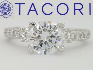 0.48 ct TACORI Crescent Platinum 3-Stone Semi-Mount Engagement Ring Rtl 5,720