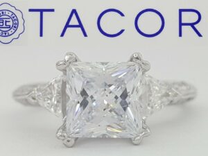 Tacori Princess Cut Diamond Platinum Semi-Mount Engagement Ring 0.90 ct