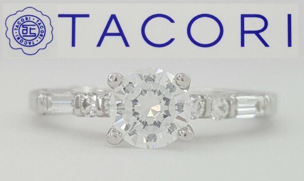 0.29 ct TACORI Crescent Platinum Semi-Mount Diamond Engagement Ring Rtl 3,350