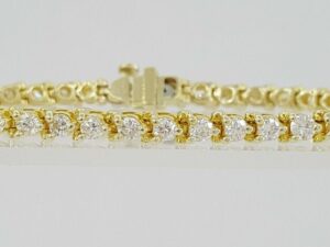 2.87 ct 14K Yellow Gold Round Brilliant Diamond Tennis Line Bracelet 6.25"