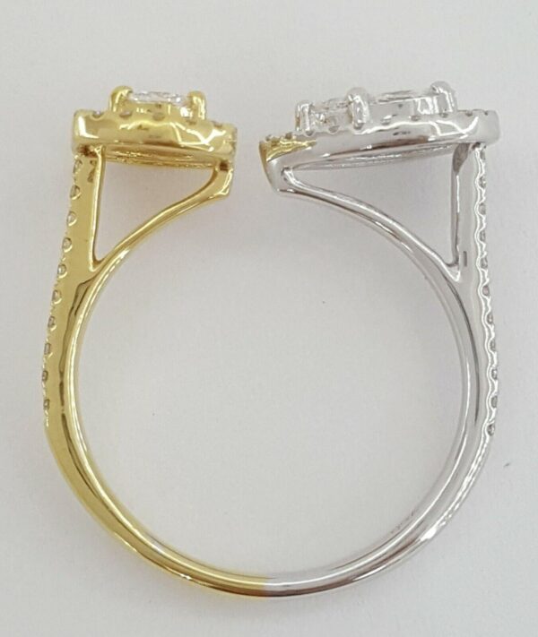 0.7 ct 18K 2-Tone Gold Pear & Oval Shaped Cluster Halo Bypass Diamond Ring