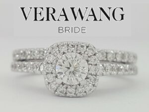 Vera Wang Love 14K 1 ct Round Diamond Halo Frame Engagement Ring Set Rtl 3,339