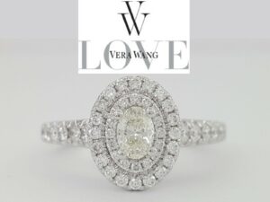 Vera Wang Love 0.75 ct Oval Diamond Double Halo Engagement Ring 14k Rtl 2,500