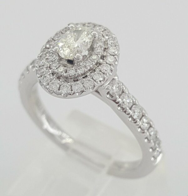 Vera Wang Love 0.75 ct Oval Diamond Double Halo Engagement Ring 14k Rtl 2,500