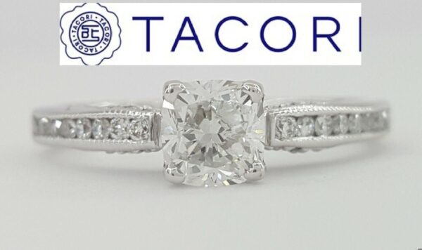 TACORI Dantela 2638RDP65W 18k White Gold Engagement Ring 0.96 ct E/I1 GIA 9.2K