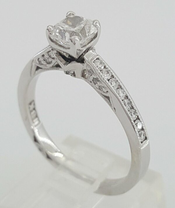 TACORI Dantela 2638RDP65W 18k White Gold Engagement Ring 0.96 ct E/I1 GIA 9.2K