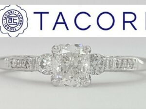 0.74 ct 18K Gold Simply TACORI 2657RD65W 3-Stone Engagement Ring GIA Rtl 5,490