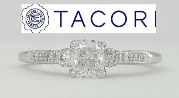 0.74 ct 18K Gold Simply TACORI 2657RD65W 3-Stone Engagement Ring GIA Rtl 5,490