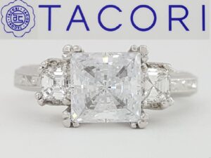 0.45 ct TACORI HT2329 Platinum Three 3-Stone Semi-Mount Engagement Ring 6,270