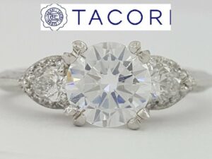 0.40 ct TACORI Platinum 3-Stone Pear Semi-Mount Engagement Ring Rtl 5,990