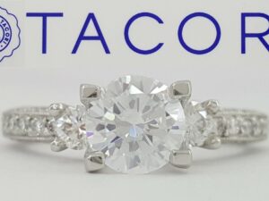 0.48 ct TACORI HT225912X Crescent Platinum 3-Stone Semi-Mount Engagement Ring