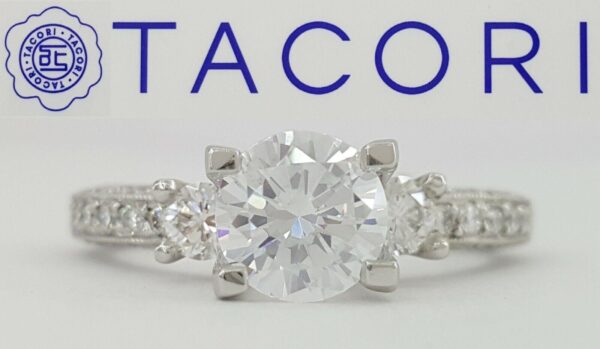 0.48 ct TACORI HT225912X Crescent Platinum 3-Stone Semi-Mount Engagement Ring