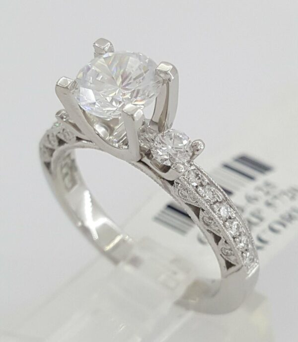 0.48 ct TACORI HT225912X Crescent Platinum 3-Stone Semi-Mount Engagement Ring