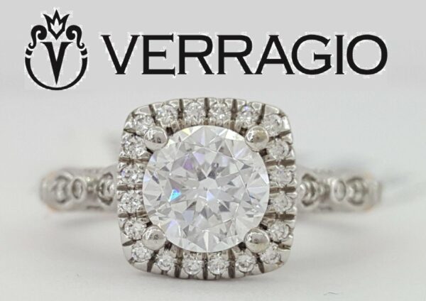 Verragio Venetian 136CU 14K Gold Cushion Halo Semi-Mount Engagement Ring 3,250