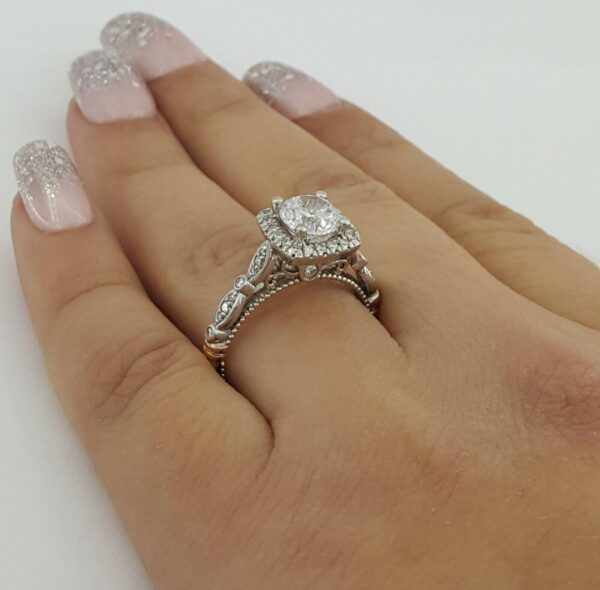 Verragio Venetian 136CU 14K Gold Cushion Halo Semi-Mount Engagement Ring 3,250