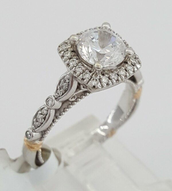 Verragio Venetian 136CU 14K Gold Cushion Halo Semi-Mount Engagement Ring 3,250