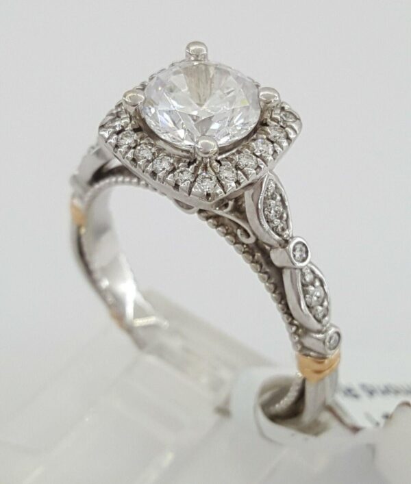 Verragio Venetian 136CU 14K Gold Cushion Halo Semi-Mount Engagement Ring 3,250