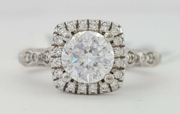 Verragio Venetian 136CU 14K Gold Cushion Halo Semi-Mount Engagement Ring 3,250