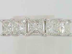 Platinum 5 Five Stone Princess Cut Diamond Ring 2.67 ct GIA Rtl 12,000 Sz 6