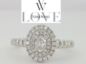 Vera Wang Love 0.75 ct Oval Diamond Double Halo Engagement Ring 14k Rtl 2,500