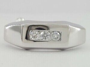 Round Cut Diamond Channel Set Wedding Band 0.27 ct 14K White Ring 8 mm Size 9.5