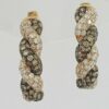 Champagne & White Diamonds Twisted Hoop Earrings 20.3mm 1.22 ct 14k Rose Gold
