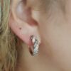 Champagne & White Diamonds Twisted Hoop Earrings 20.3mm 1.22 ct 14k Rose Gold