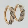Champagne & White Diamonds Twisted Hoop Earrings 20.3mm 1.22 ct 14k Rose Gold