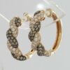 Champagne & White Diamonds Twisted Hoop Earrings 20.3mm 1.22 ct 14k Rose Gold