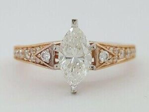 1.3 ct 14K Rose Gold Marquise Cut Diamond Engagement Ring GIA Retail 7,000