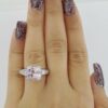 4.42 ct 14k White Gold 10.2x10.4mm Cushion Morganite Diamond Cocktail Ring
