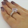 4.42 ct 14k White Gold 10.2x10.4mm Cushion Morganite Diamond Cocktail Ring