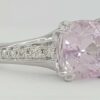 4.42 ct 14k White Gold 10.2x10.4mm Cushion Morganite Diamond Cocktail Ring