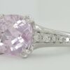 4.42 ct 14k White Gold 10.2x10.4mm Cushion Morganite Diamond Cocktail Ring