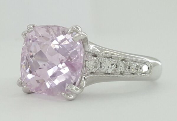 4.42 ct 14k White Gold 10.2x10.4mm Cushion Morganite Diamond Cocktail Ring