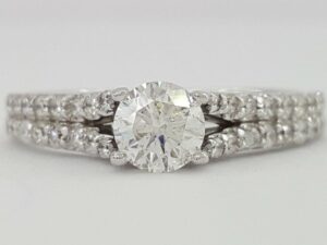 Round Diamond Engagement Ring Set 1 ct 18K White Gold Rtl 3,995 Size 7