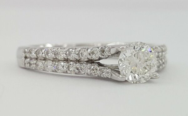 Round Diamond Engagement Ring Set 1 ct 18K White Gold Rtl 3,995 Size 7