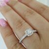 0.6 ct 14K White Gold Round Brilliant Cut Diamond Halo Engagement Ring