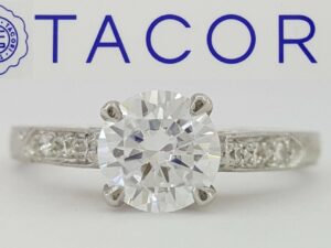 TACORI HT2202 Hand Engraved Platinum & 18K Semi-Mount Engagement Ring 0.08 ct