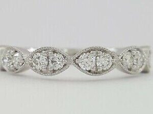 0.5 ct 14k White Gold Haft Circle Round Diamond Marquise Style Wedding Band