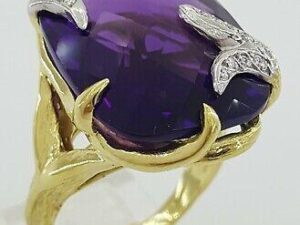 Vintage Prince John Landrum Bryant Amethyst Statement Ring 14.9g 25ct+18k Gold