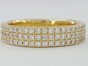 0.57 ct 3 Three Row Diamond Pave Half Circle Wedding Anniv. Ring 14k Gold Sz 6