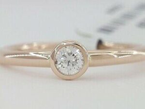 0.21 ct 14K Rose Gold Bezel Set Round Cut Diamond Solitaire Engagement Ring