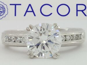 TACORI Hand Engraved Platinum Semi-Mount Engagement Ring 0.26 ct Retail 5,700